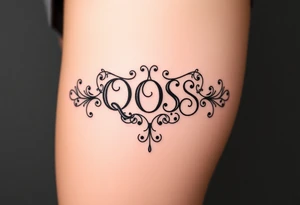 text reading "QOS" across a womb tattoo tattoo idea