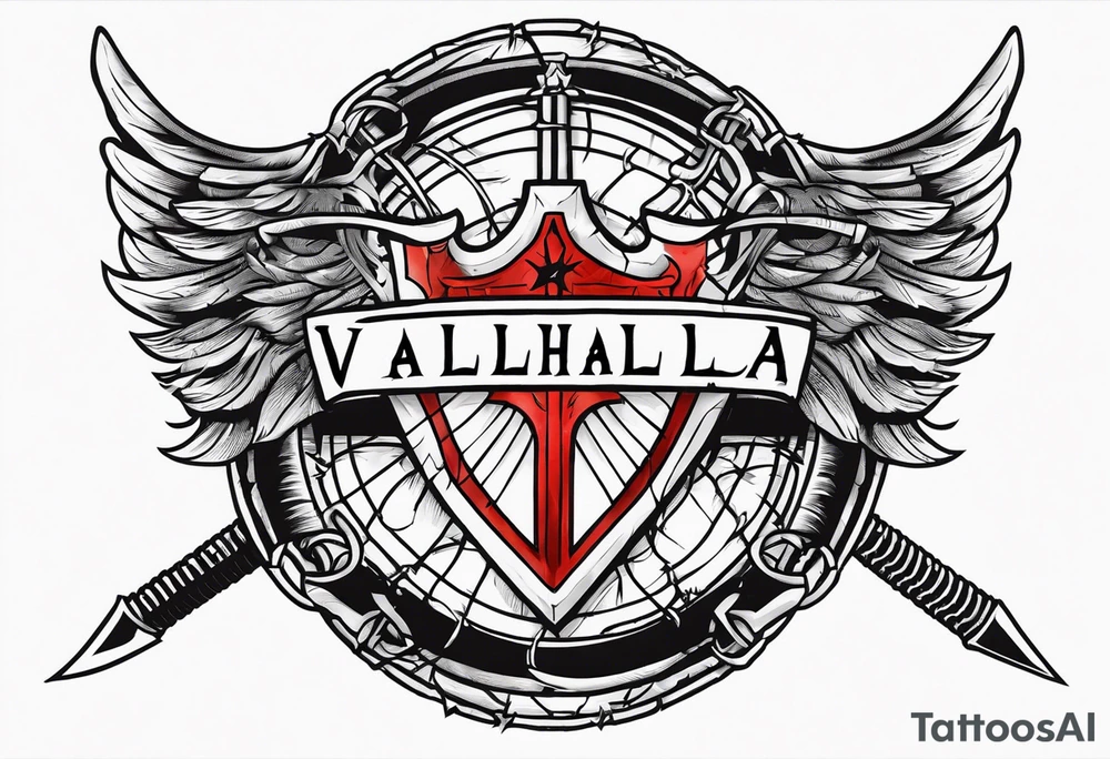 Valhalla sword shield barb wire tattoo idea