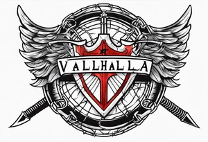 Valhalla sword shield barb wire tattoo idea