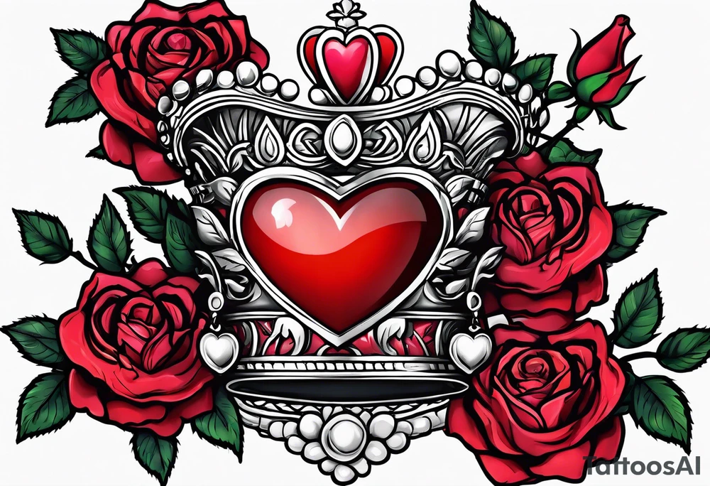 the rose queen's crown with a heart tattoo idea