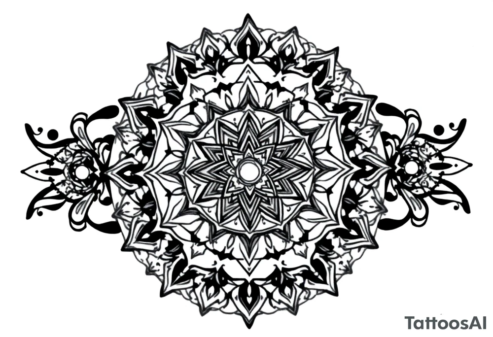 intricate mandala with sacred geometry and cosmic elements tattoo idea