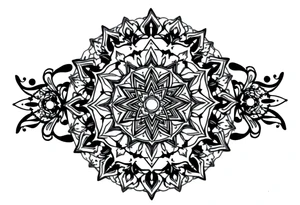 intricate mandala with sacred geometry and cosmic elements tattoo idea