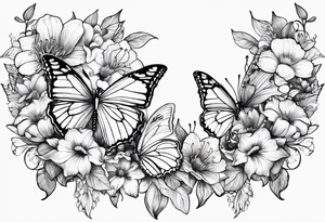 Butterflies with lilys, asters and morning glories tattoo idea