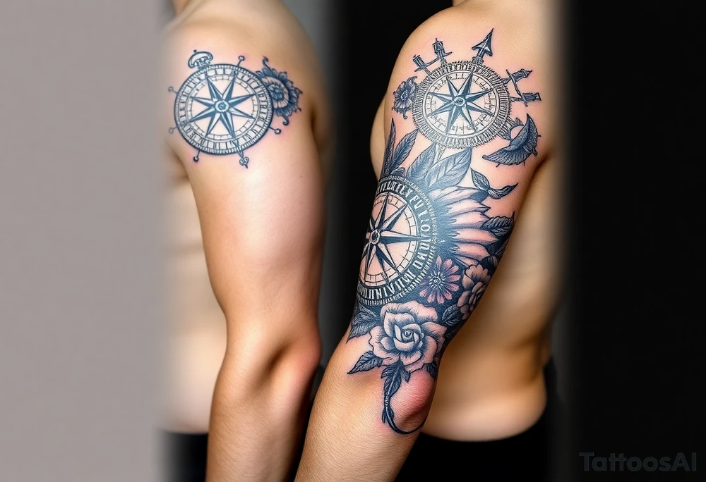 compass + Integrity + Courage + Love + Family tattoo idea