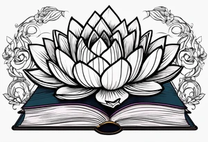 Lotus flower stack of books doorway to another world tattoo idea