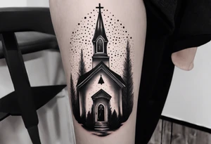 wednesday adams with burning church tattoo idea