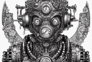 steampunk robot with a real heart tattoo idea
