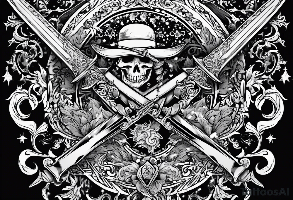 snow falling on swords tattoo idea