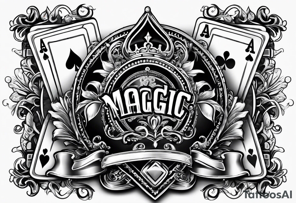 royal flush poker using the word magic tattoo idea