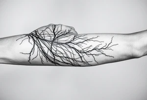 Lines that run/scattered across the veins, creating almost wound-like feel and is abstract linear. Almost paintbrush effects too. But not too many lines. tattoo idea