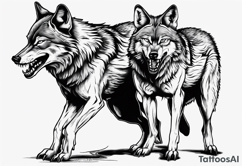 two wolves dancing on their hind legs tattoo idea two wolves dancing on their hind legs tattoo idea