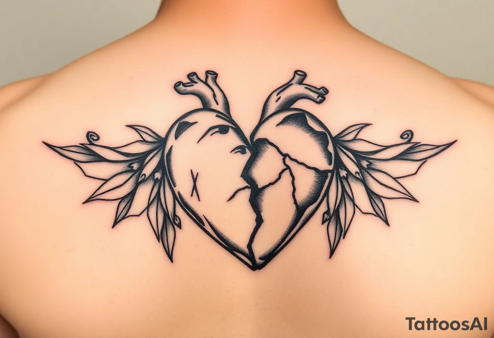 A broken heart trying to heal but cant tattoo idea