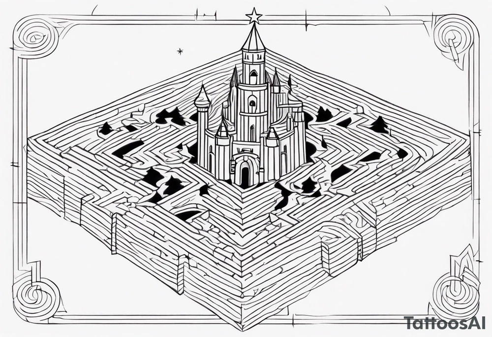 Labyrinth, Castle, North Star tattoo idea