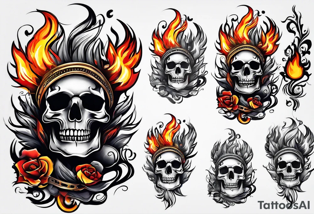 Music on fire tattoo idea