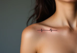 A simple black EKG line with a small glowing white cross at the end, symbolizing strength through faith tattoo idea