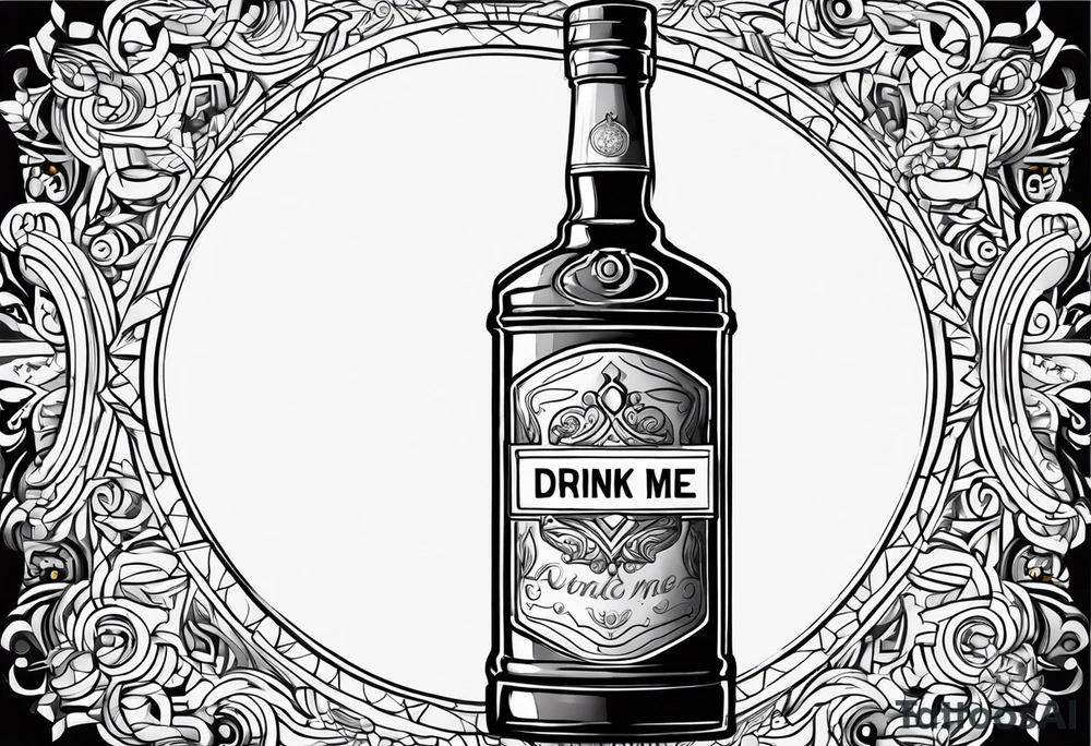 A bottle with a sign that says "drink me" tattoo idea