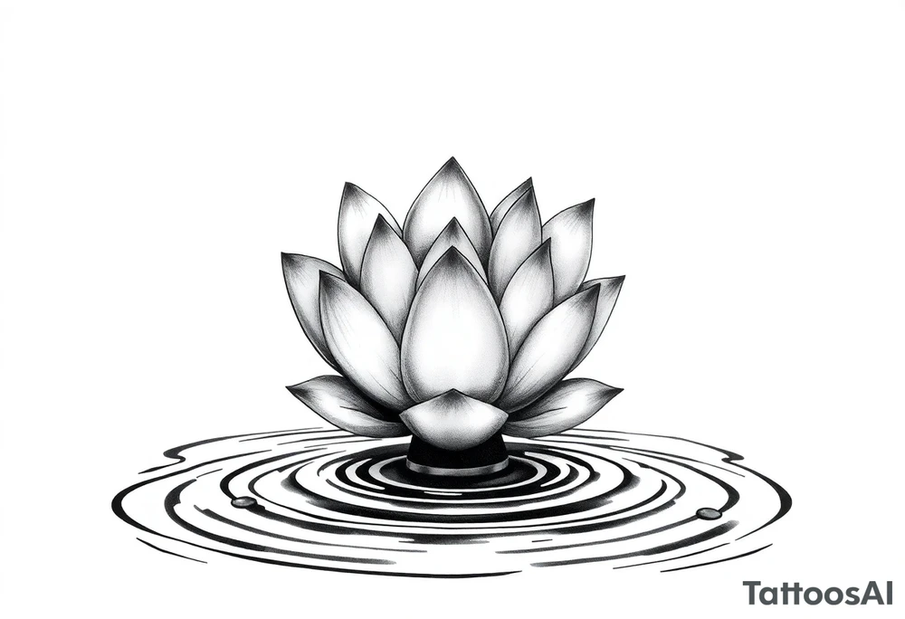 serene lotus flower emerging from sacred waters with ripples tattoo idea