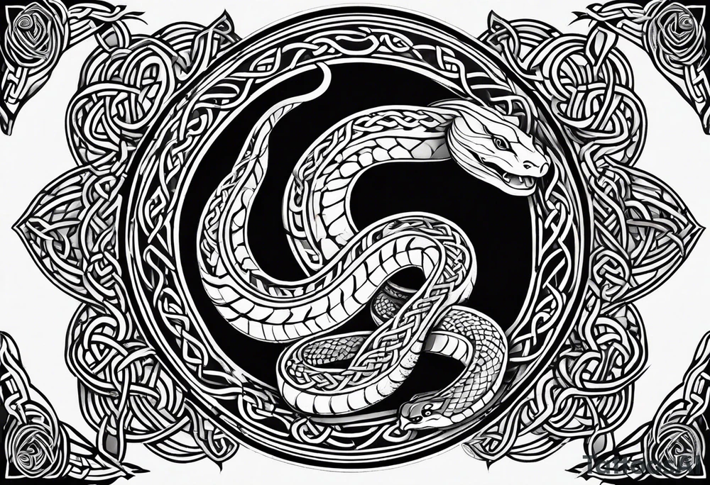 Celtic knotwork style snake tattoo idea