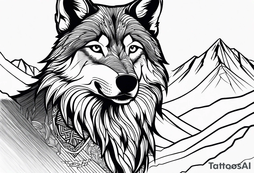Mountains, wolf eyes underneath tattoo idea