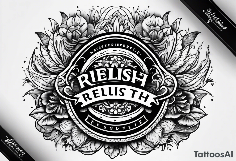 Tatoo design with the word relish tattoo idea Tatoo design with the word relish tattoo idea