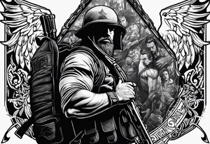 Rucking, brotherhood, shadows, fitness tattoo idea