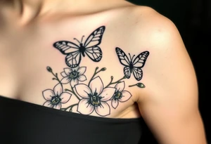 Butterflies over orchids tattoo idea