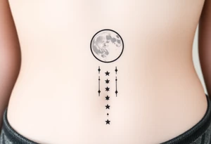 Moon and Cascade of stars tattoo idea
