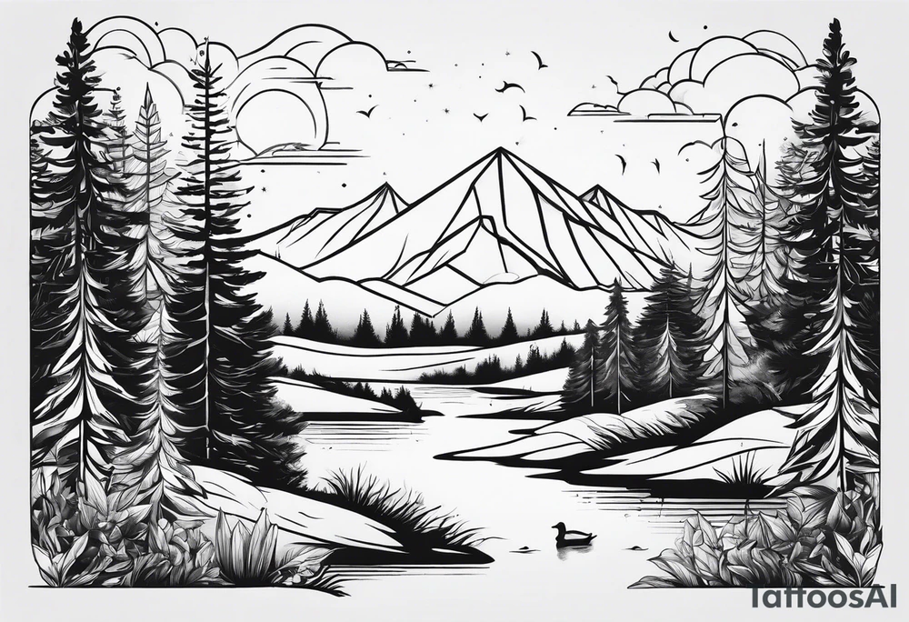 lines forest, minimalystic tattoo idea