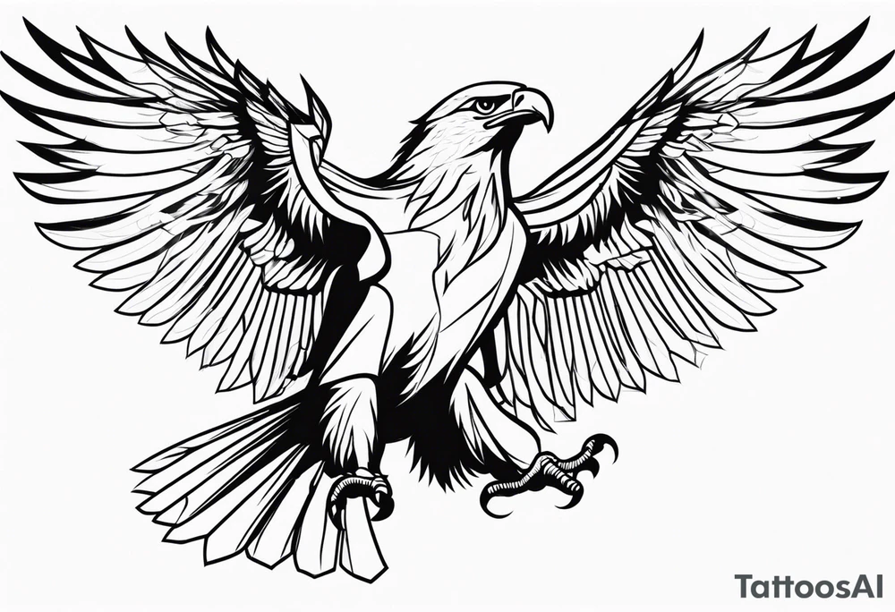 eagle full body fly vector tattoo idea
