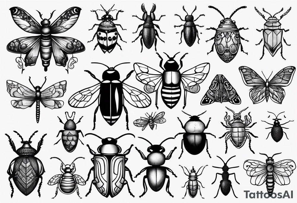Variety of Bugs flash sheet tattoos tattoo idea