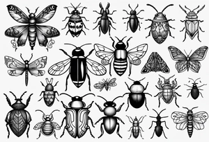 Variety of Bugs flash sheet tattoos tattoo idea