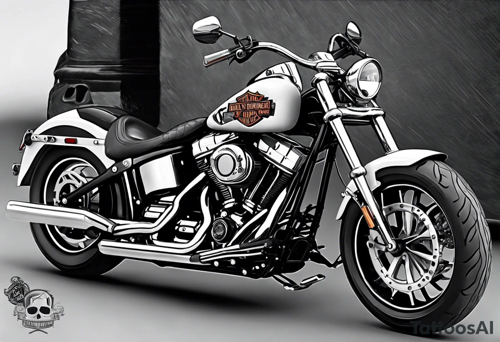 skeleton riding harley davidson chopper tattoo idea
