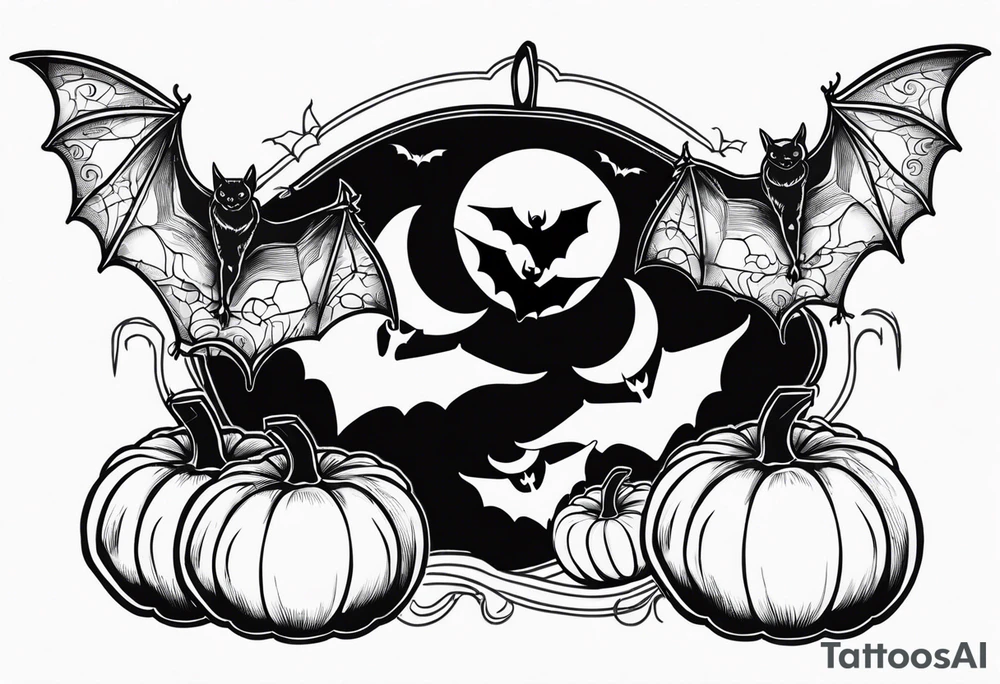 bats, pumpkin, hallowen tattoo idea