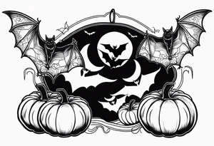 bats, pumpkin, hallowen tattoo idea