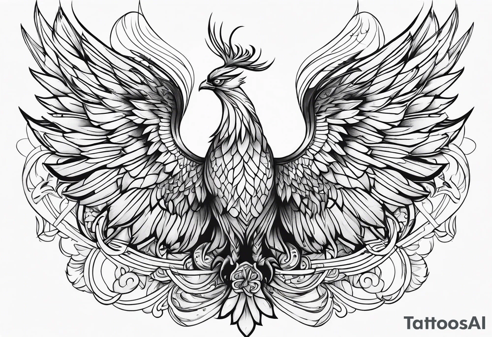 Phoenix sketch tattoo idea