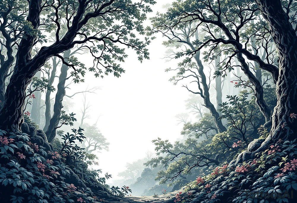 japanese forest background with japanese kanji tattoo idea