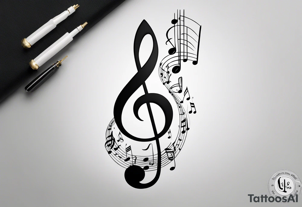 Simple minimalist tattoo in the style of single needle art depicting musical notes in the letters “l” and “r” tattoo idea