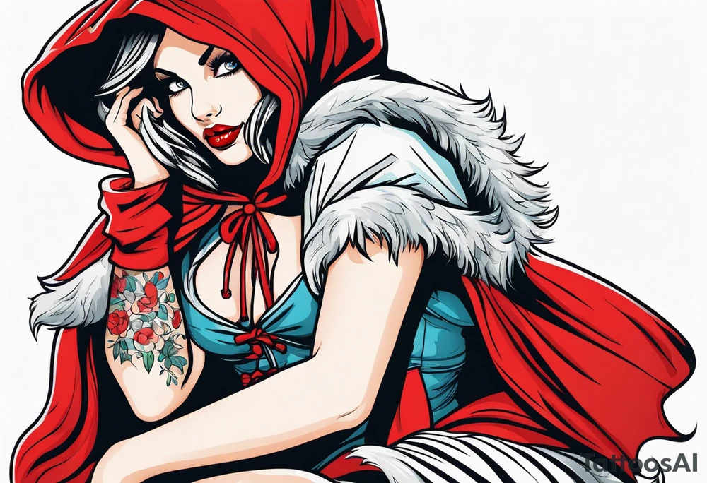 Red riding hood full thigh tattoo tattoo idea