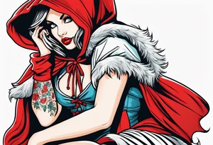 Red riding hood full thigh tattoo tattoo idea