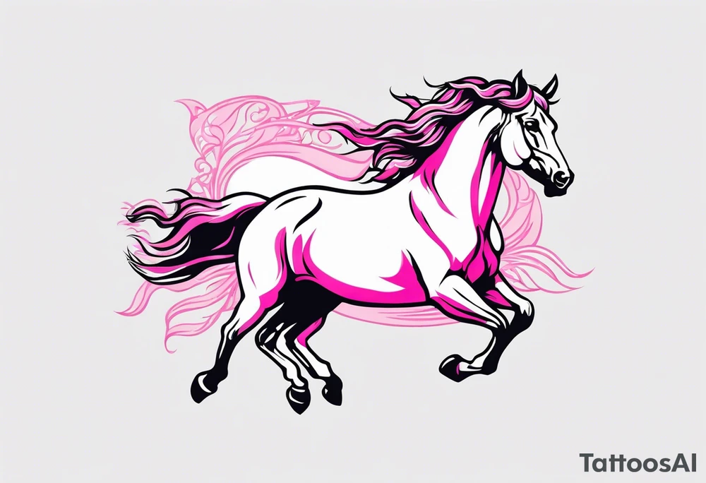Turn pink ribbon into bucking horse tattoo idea