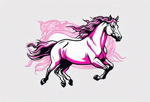 Turn pink ribbon into bucking horse tattoo idea