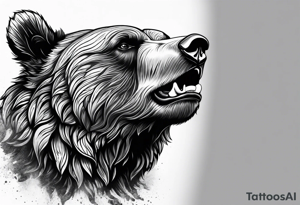 growling bear, torso tattoo idea