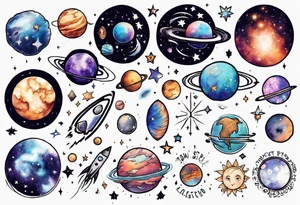 Create a cosmic-themed tattoo that spans my entire chest. Include elements like planets, stars, and galaxies to symbolize the vastness of the universe and create a celestial masterpiece tattoo idea