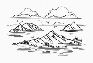 Outline map of the USVI and bvi Caribbean islands tattoo idea