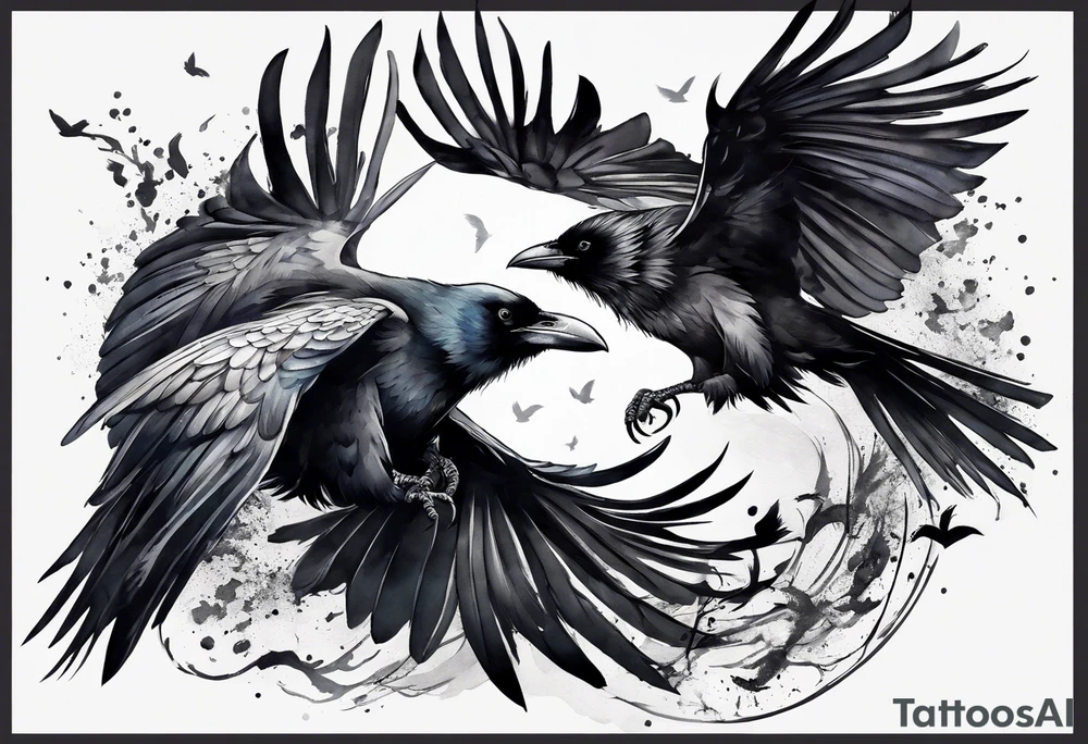 flying crows tattoo idea
