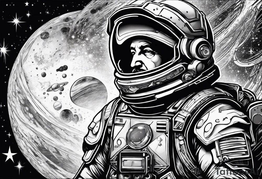 Spartan, outer space, Einstein, physics, writing, sleeve tattoo tattoo idea Spartan, outer space, Einstein, physics, writing, sleeve tattoo tattoo idea
