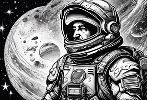 Spartan, outer space, Einstein, physics, writing, sleeve tattoo tattoo idea