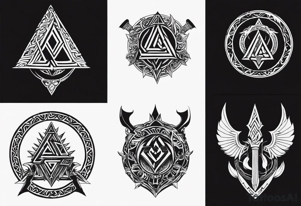 Valhalla sword
dragon axe Valknut helm of awe tattoo idea