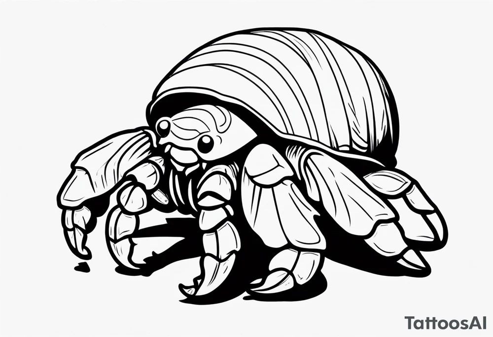 Line work cute hermit crab tattoo idea