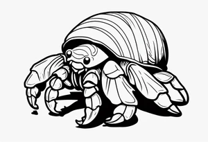 Line work cute hermit crab tattoo idea